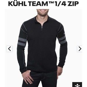 KUHL Men's XL Team 1/4 Zip 100% Merino Wool Sweater Charcoal Gray